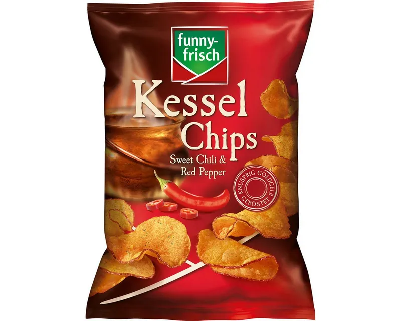 Funny-frisch Funny-frisch Knabberei, funny frisch Kessel Chips Sweet Chilli und Red Pepper vegan 120g – Produktbild 1 von 2