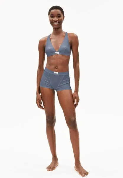 ARMEDANGELS ARMEDANGELS ERYNAA RIB Damen Ripp-Shortie aus Bio-Baumwoll Mix, Blue stone, – Produktbild 4 von 4