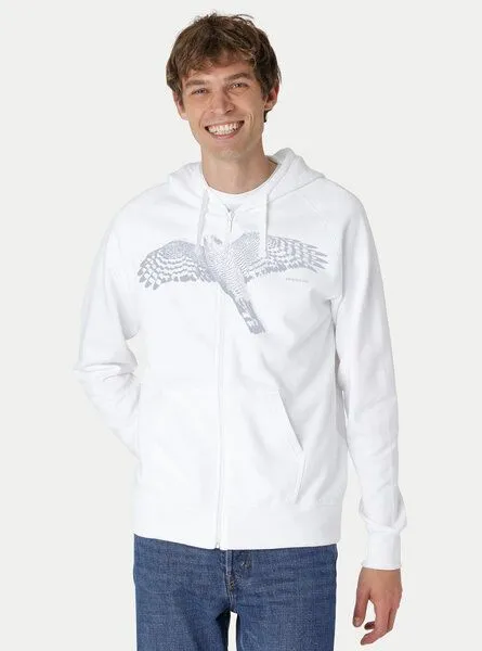 Peaces.bio - handbedruckte Biomode Peaces.bio - handbedruckte Biomode Bio Herren-Zip-Hoodie Sperber, Weiß, – Produktbild 3 von 3