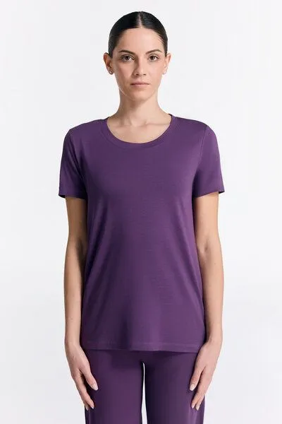 True North True North Damen Kurzarmshirt aus Bio-Baumwolle & Tencel Modal T1100, Weinbeere, – Produktbild 1 von 2