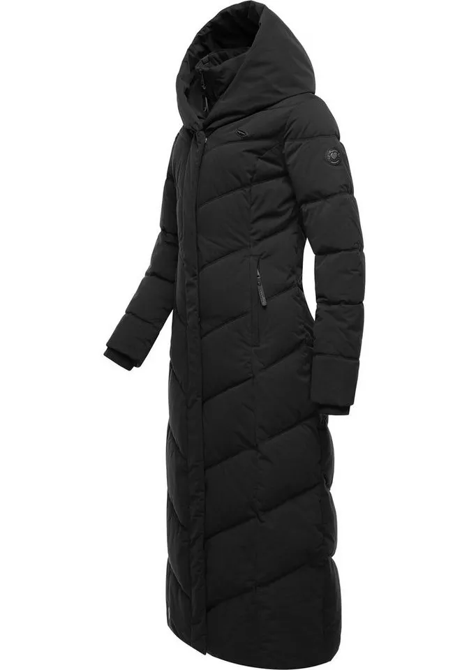 ragwear ragwear Steppmantel Natalka Extralong Gesteppter Damen Mantel mit Kapuze, Schwarz, – Produktbild 2 von 3