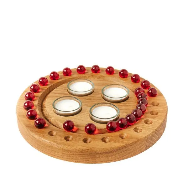 klotzaufklotz klotzaufklotz Adventskalender und Adventskranz mit Teelichtern, Rot, – Produktbild 3 von 8