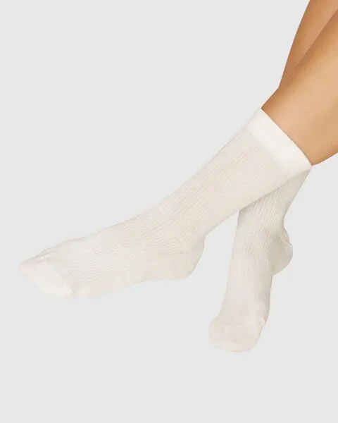 Swedish Stockings Swedish Stockings Baumwollrippensocken, Ivory (weiß), – Produktbild 1 von 2