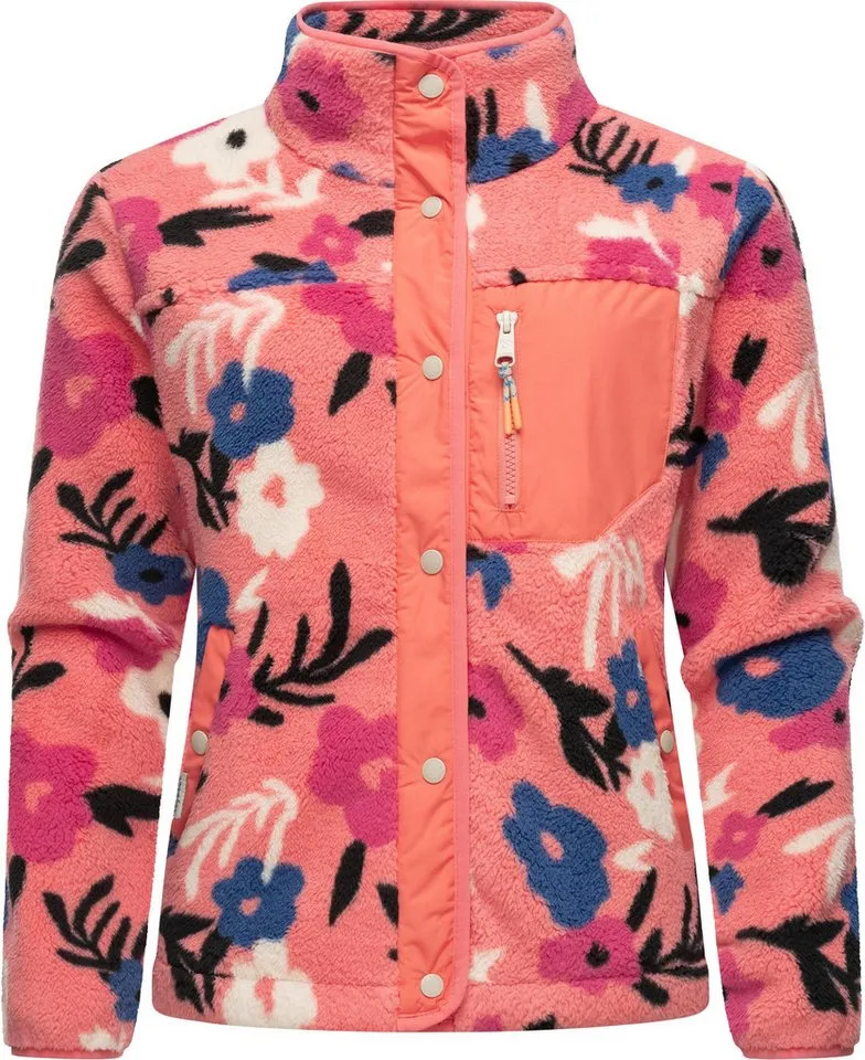 ragwear ragwear Plüschjacke Appopis Print Auffällige flauschige Übergangsjacke aus Teddyfleece, Orange, – Produktbild 2 von 4