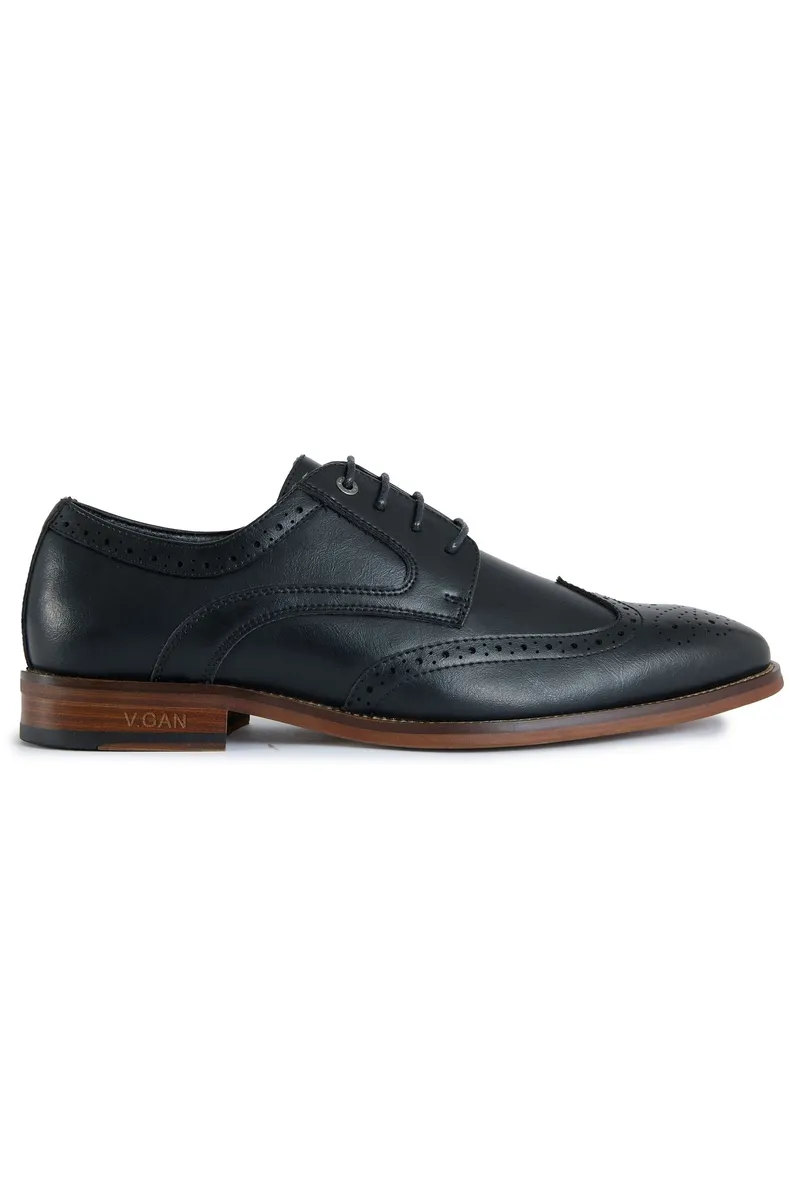 V.GAN V.GAN Herren vegan Brogue Schuhe Mocha, Schwarz, – Produktbild 1 von 2