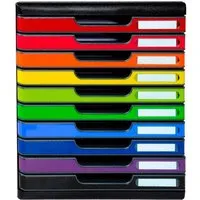 Exacompta Exacompta Schubladenbox "Iderama", DIN A4+, 10 Schubladen geschlossen, regenbogen – Produktbild 1 von 1