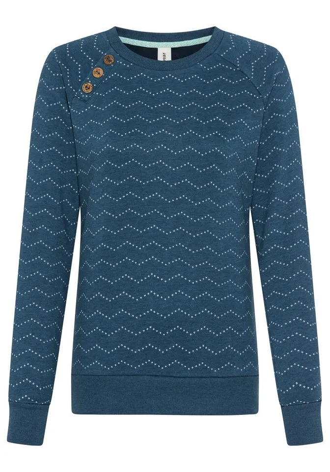 ragwear ragwear Sweatshirt DARIA ZIG ZAG O mit Zierknöpfen am Ausschnitt, Grün, – Produktbild 4 von 5