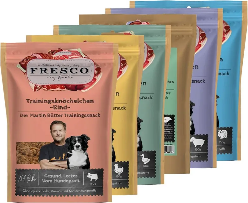 Fresco Dog Martin Rütter Trainingsknöchelchen Hunde Leckerli PROBIERPAKET, 6x150g, Snack für: Hunde, Getreidefrei, zuckerfrei, hoher Fleischanteil – Produktbild 1 von 5