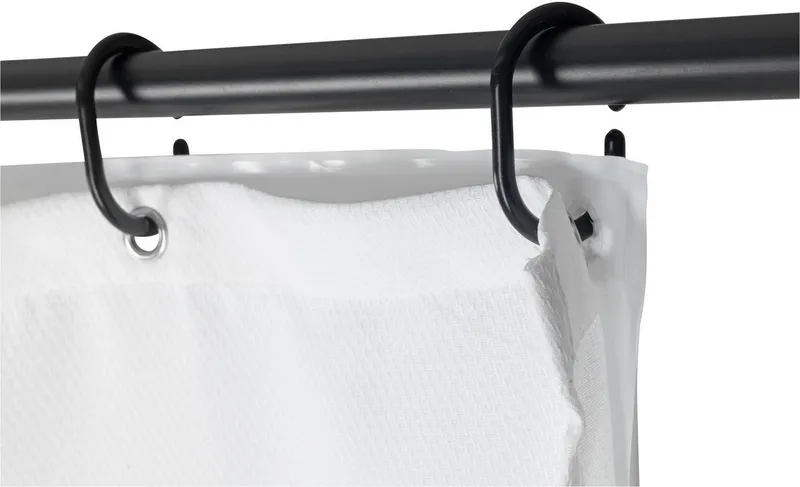 SCHÖNER WOHNEN-Kollektion Duschvorhang »Saoba« Breite 180 cm (Set, 17-tlg), 2 in 1, äußerer Vorhang aus Polyester, 16 Duschvorhangringe, Weiß, – Produktbild 5 von 5