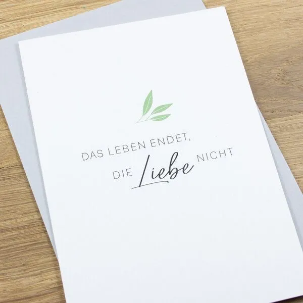 Bow & Hummingbird Bow & Hummingbird Trauerkarte „Das Leben endet“, Grau, – Produktbild 2 von 3