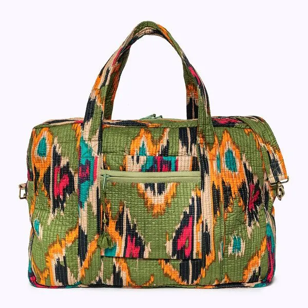 KIKOONI KIKOONI handgefertigte große Reisetasche TRAVELER BAG, Green ikat, – Produktbild 4 von 4