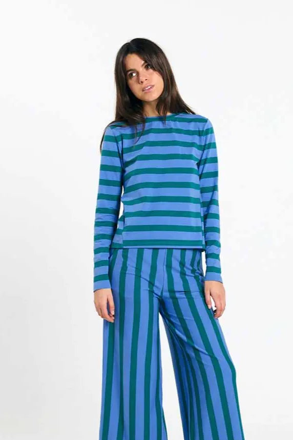 SUITE13LAB SUITE13LAB Damen vegan Top Maia Stripes In Grün, Grün, – Produktbild 2 von 2