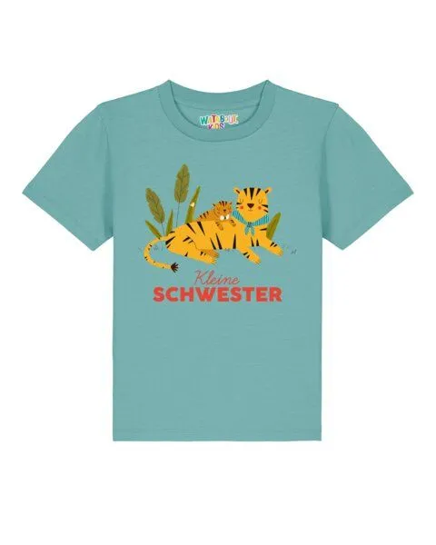 watabout.kids watabout.kids T-Shirt Kinder Tiger Kleine Schwester, Teal monstera, – Produktbild 1 von 2