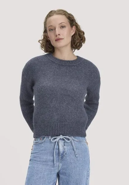hessnatur hessnatur Strick Pullover Relaxed aus Alpaka mit Bio-Baumwolle, Graphitblau, – Produktbild 1 von 4