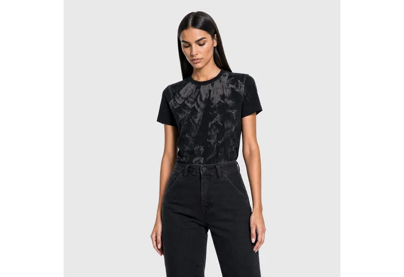 ENVYME T-Shirt Handbemalt Unikat Regular Fit 100% Bio-Baumwolle Kunst Kurzarm, Schwarz, – Produktbild 2 von 4