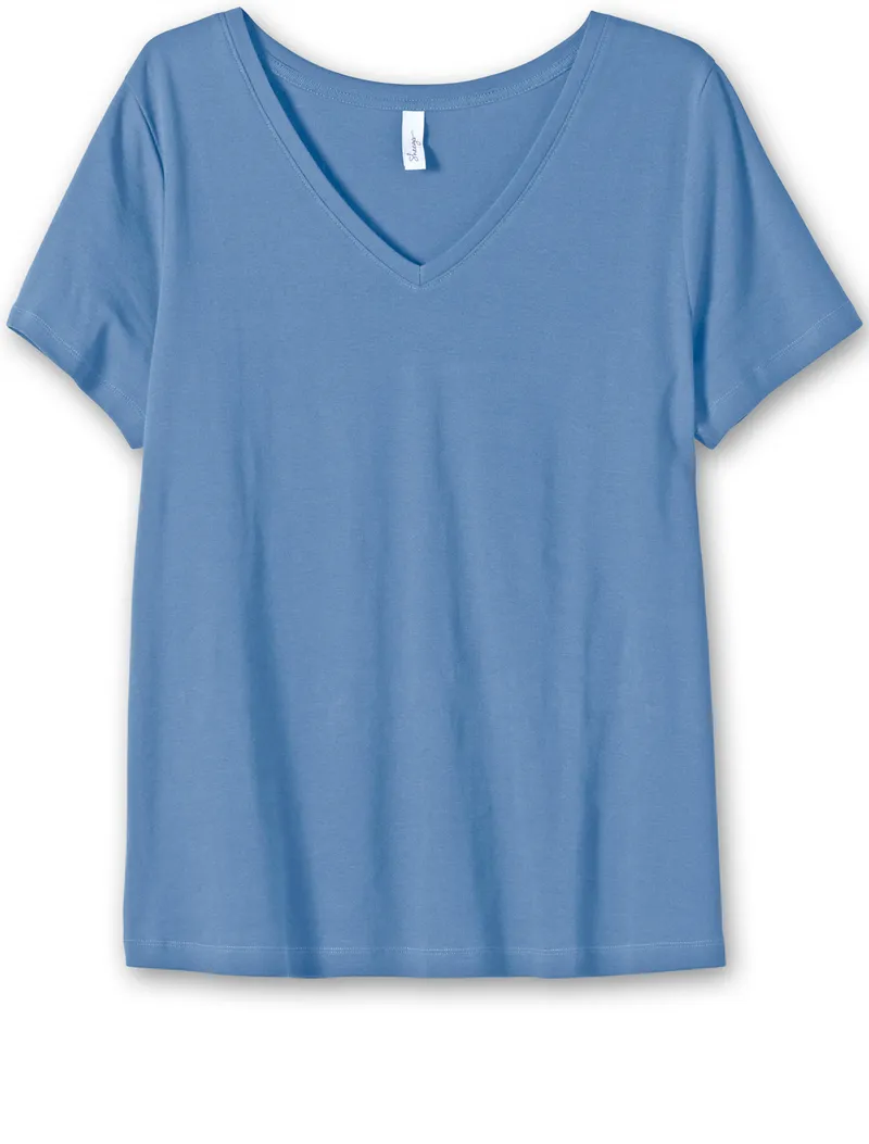 sheego T-Shirt mittelblau, Mittelblau, – Produktbild 1 von 2