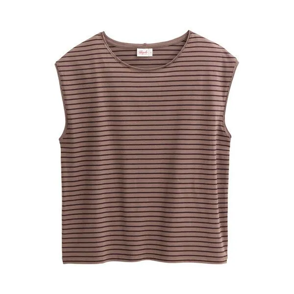 People Wear Organic People Wear Organic Ajour Kurzarm Pullover, braun uni, Bio-Baumwolle, Brown, – Produktbild 1 von 4