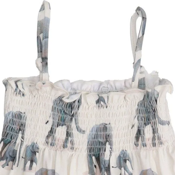 Walkiddy Walkiddy Kinder Sommerkleid GOTS-zertifiziert aus Bio-Baumwolle, Trägerkleid mit Elefanten-Print, leicht & luftig, Blau, – Produktbild 3 von 3