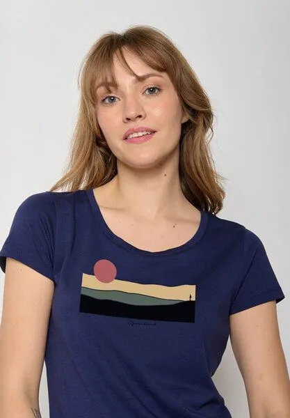 GreenBomb GREENBOMB Nature Pathway Loves - Sportliches T-Shirt aus Bio-Baumwolle / hochwertiger Print / GOTS / Fair & Vegan, Blau (marineblau), – Produktbild 4 von 4
