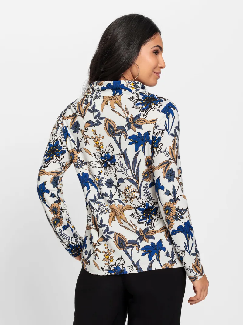 Witt Print-Shirt, Ecru-royalblau-bedruckt, – Produktbild 2 von 2