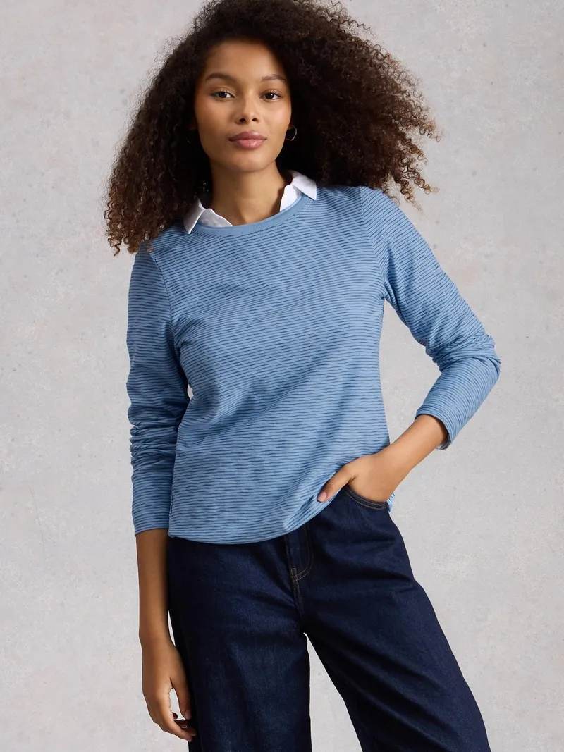 White Stuff Langarmshirt Clara - 34, Mittelblau, – Produktbild 3 von 4