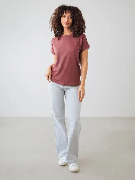 Honest Basics Honest Basics Damen Flügelärmeln T-Shirt aus Bio- und recycelter Baumwolle, Ziegelrot, – Produktbild 3 von 4