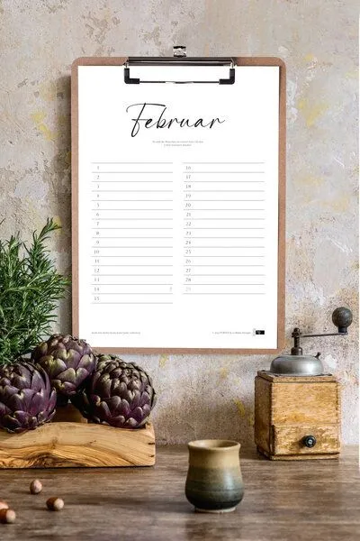 Portia by Callidus Designs Portia by Callidus Designs 12 Monatskalender mit / ohne Klemmbrett in DIN A4 als immerwährender Kalender – Produktbild 2 von 3
