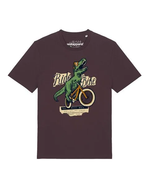 watapparel watapparel T-Shirt Unisex T-Rex Fahrrad, Red brown, – Produktbild 1 von 2