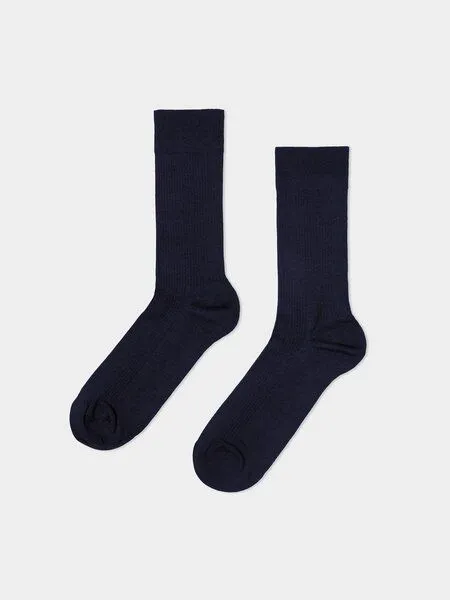 erlich textil erlich textil Casual Cotton Gerippte Socken im 3er Pack aus Bio-Baumwolle, Dunkelblau (blau), – Produktbild 3 von 4