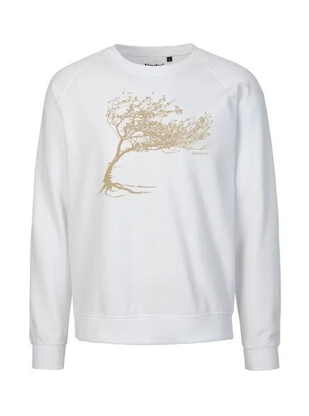 Peaces.bio - handbedruckte Biomode Peaces.bio - handbedruckte Biomode Bio Damen-Sweatshirt Loose Fit Windy Tree, Weiß, – Produktbild 1 von 2