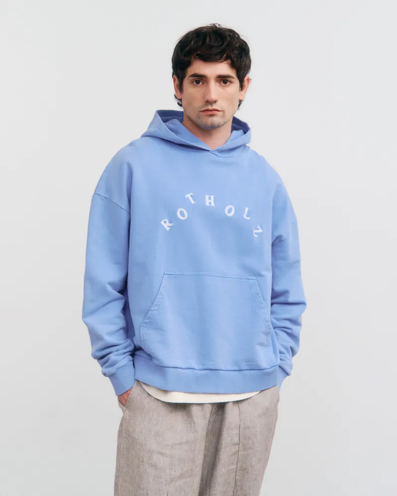 Rotholz Rotholz Herren vegan Hoodie Logo Faded Blau, Hellblau, – Produktbild 1 von 2