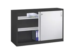 C+P C+P Schiebetürenschrank aus Stahl 160 cm breit anthrazit/alusilber T 50 H 100 – Produktbild 1 von 1