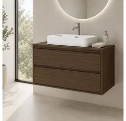 Lomadox Waschtisch VERZUOLO-56-WALNUT, 80 cm breit in Walnuss, wandhängend, grifflos – Produktbild 1 von 1