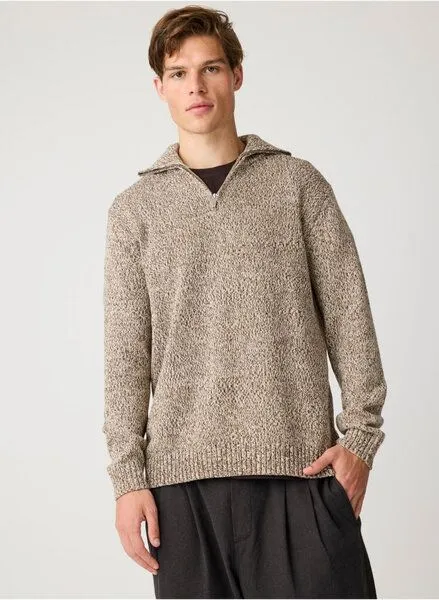 KnowledgeCotton Apparel KnowledgeCotton Apparel Strick-Pullover TROYER aus Bio-Baumwolle, Braun-multi, – Produktbild 1 von 4
