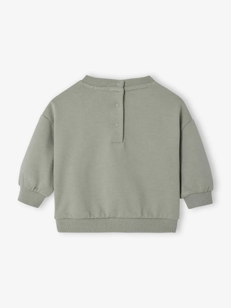 Vertbaudet Baby Sweatshirt mit Motiv vorn BASIC salbei, Salbeigrün, – Produktbild 2 von 3