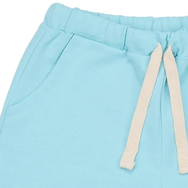 Walkiddy Kinder Shorts GOTS-zertifiziert aus Bio-Baumwolle, hellblau, elastischer Bund mit Kordelzug – Walkiddy Angel Blue, sommerlich & bequem, Blau, – Produktbild 2 von 2
