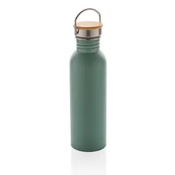 XD Collection XD Collection Moderne Stainless-Steel Flasche mit Bambusdeckel, Grün, – Produktbild 1 von 1