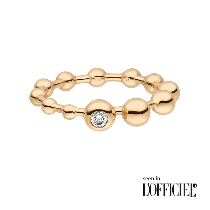 Maren Jewellery Cosmic Dreams Kugelring mit Stein - 50 / 18K Gelbgold & Labordiamanten – Produktbild 1 von 1