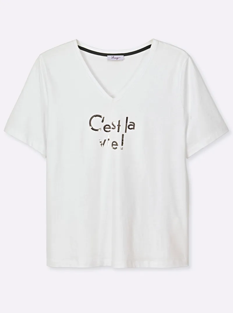 sheego V-Shirt ecru, Ecru, – Produktbild 1 von 2