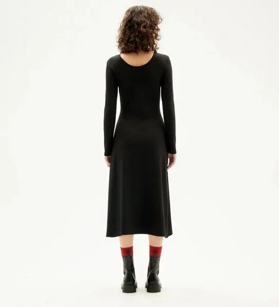 thinking mu thinking mu leger schickes Kleid- SORAYA- aus ECOVERO Viskose, Schwarz, – Produktbild 3 von 4