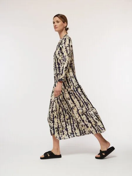 LANIUS LANIUS Damen Maxikleid aus mit Alloverprint "Batik", Farbe Vanilla – Produktbild 1 von 4