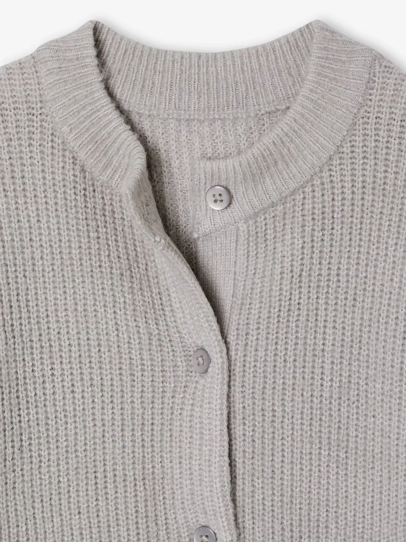 Vertbaudet Strickjacke Mädchen flauschiger Strick, Grau meliert, – Produktbild 3 von 3