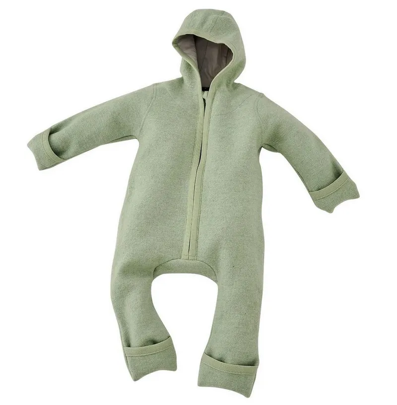 Alavya Home® Overall Alavya Home Walkoverall Bio-Schurwolle - Pastel Khaki - 62/68 Wollfleece mit Reißverschluss, Walk Woll-Anzug für Kleinkind und Baby, Grün, – Produktbild 2 von 4