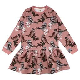Walkiddy Kinder Langarmkleid GOTS-zertifiziert aus Bio-Baumwolle, rosa mit Eulenmotiv – Walkiddy, weicher Jersey, alltagstauglich & bequem – Produktbild 1 von 1
