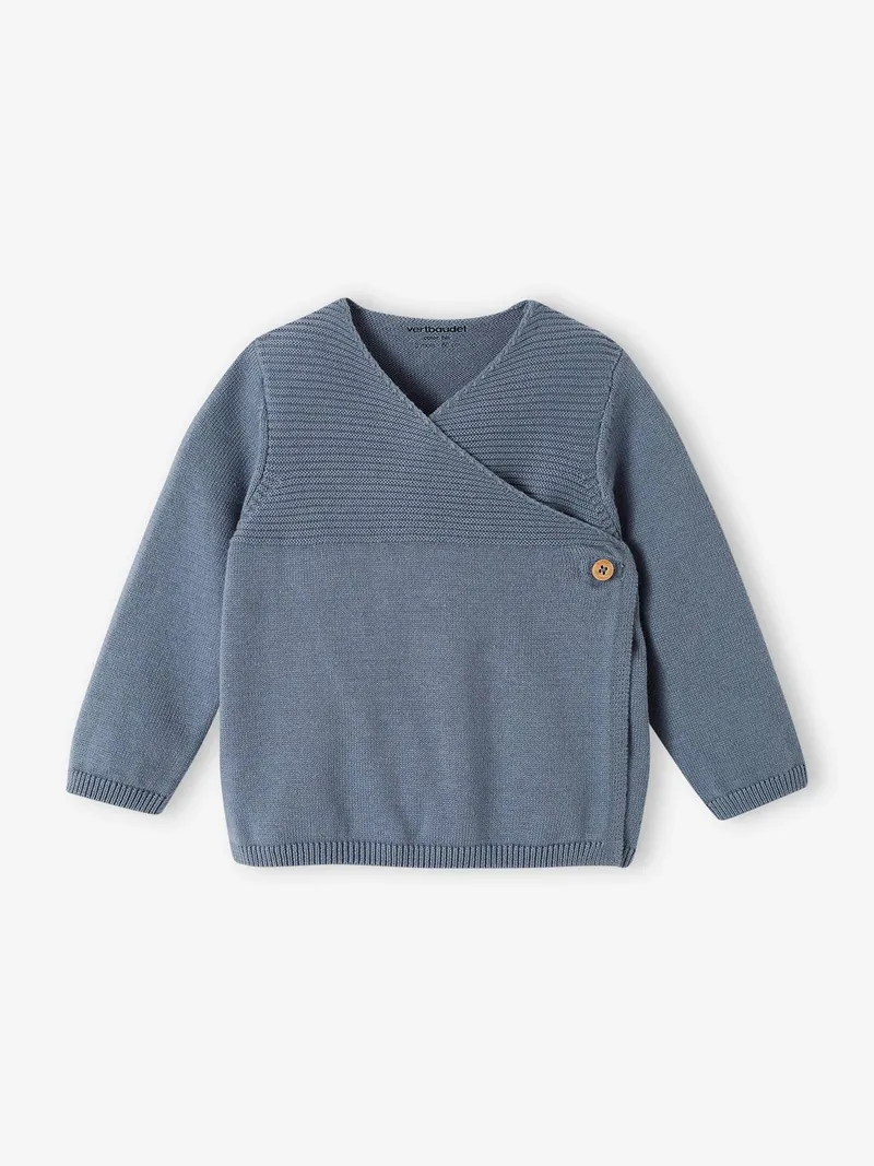 Vertbaudet Strickjacke für Neugeborene, Jeansblau, – Produktbild 1 von 3