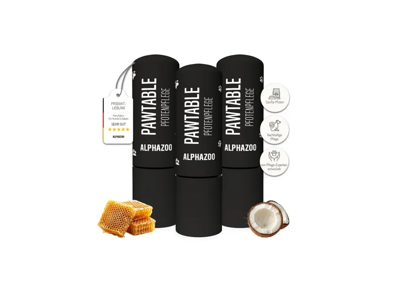 ALPHAZOO ALPHAZOO Pfotenpflege Pawtable Pfotenpflege für Hunde 3 x 4,6g, (3-St., Sanfter Pfotenstick für Unterwegs), Kompakter Pfotenbalsam Stick, ideal für unterwegs – Produktbild 2 von 5