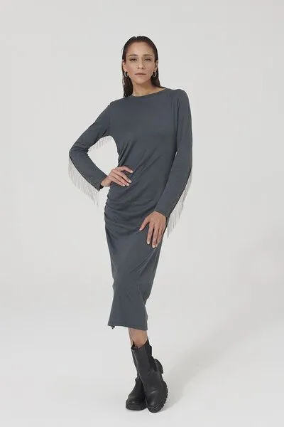 Lovjoi Lovjoi Kleid BEAUVOIRE aus Biobaumwolle, Charcoal grey (grau), – Produktbild 2 von 4