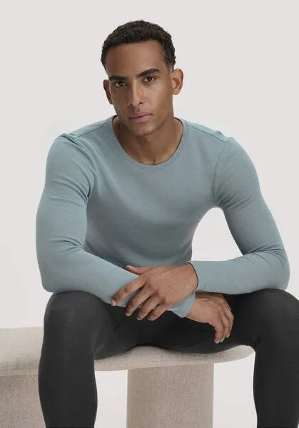 hessnatur hessnatur Longsleeve PURE FUNCTION aus Bio-Merinowolle und Seide, Sturmblau, – Produktbild 4 von 4
