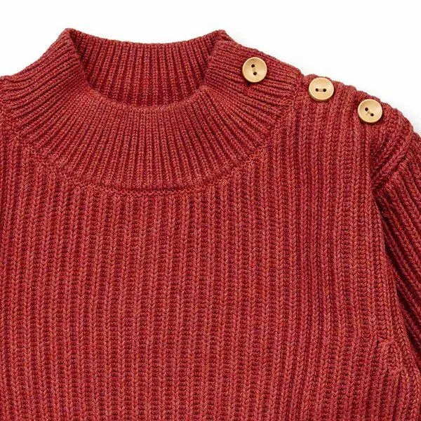 Sense Organics Sense Organics Baby Strickpullover, Modell VARUNY, Terrakotta-rot melange, – Produktbild 2 von 3