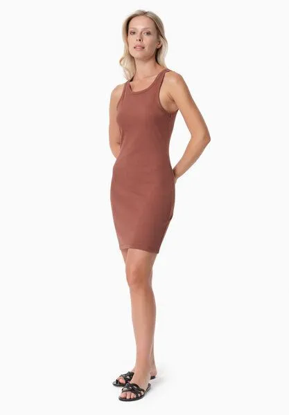 ORGANICATION ORGANICATION DERREN | Geripptes Kleid aus Bio-Baumwolle, Coffee brown, – Produktbild 2 von 4